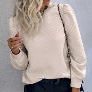 Apricot Puff Sleeve Top, Large, SHEIN